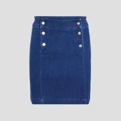 Vib's Jupe Ajustée En Jean Denim Stone Femme -Robe Boutique jupe ajustee en jean denim stone femme fg 36125292910360242