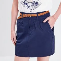 Vib's Jupe Chino Ceinturée Bleu Marine Femme -Robe Boutique jupe chino ceinturee bleu marine femme d1 36125382220470499