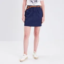 Robe Boutique -Robe Boutique jupe chino ceinturee bleu marine femme fp 36125382220470499