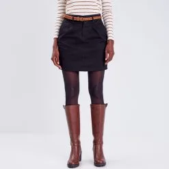 Robe Boutique -Robe Boutique jupe chino ceinturee noir femme fp 36125382220471001