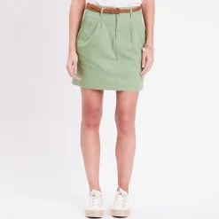 Robe Boutique -Robe Boutique jupe chino ceinturee vert femme fp 36125382220474416