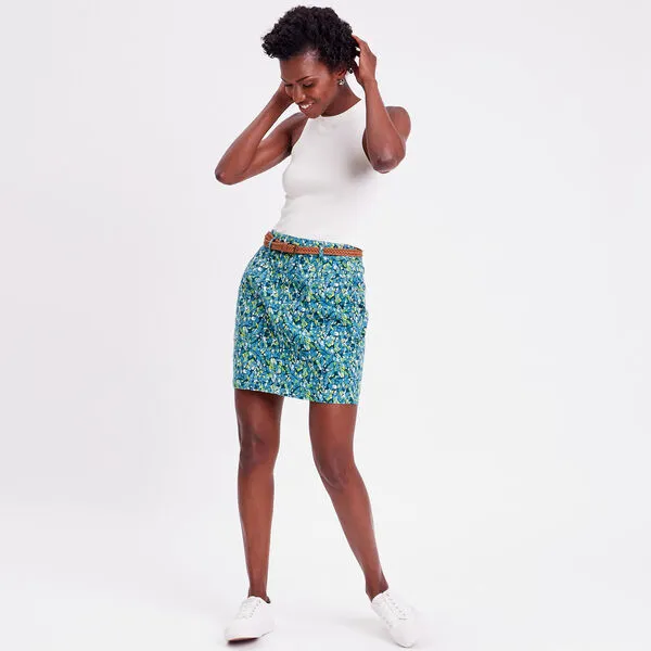 Vib's Jupe Chino Droite Ceinturée Bleu Femme 8 Vib's Jupe Chino Droite Ceinturée Bleu Femme – Image 6