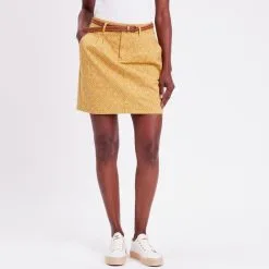 Vib's Jupe Chino Droite Ceinturée Jaune Moutarde Femme
