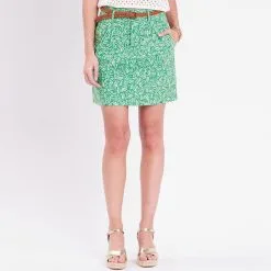 Robe Boutique -Robe Boutique jupe chino droite ceinturee vert femme fp 36125392220365196