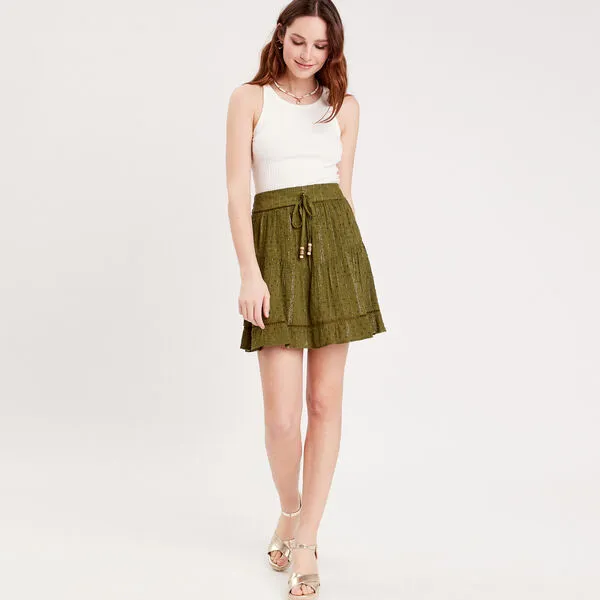 Vib's Jupe Courte évasée Vert Foncé Femme 8 Vib's Jupe Courte évasée Vert Foncé Femme – Image 6