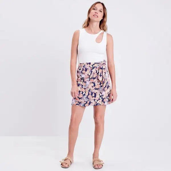 Vib's Jupe Droite Avec Noeud Multicolore Femme 7 Vib's Jupe Droite Avec Noeud Multicolore Femme – Image 5