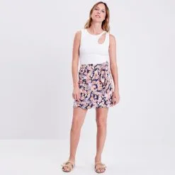 Vib's Jupe Droite Avec Noeud Multicolore Femme -Robe Boutique jupe droite avec noeud multicolore femme si 36125292910423774