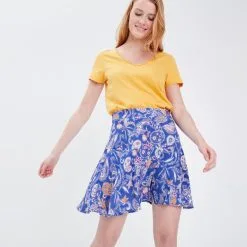 Vib's Jupe Droite Bleu Lavande Femme