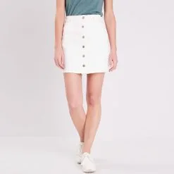 Vib's Jupe Droite Boutonnée Ecru Femme