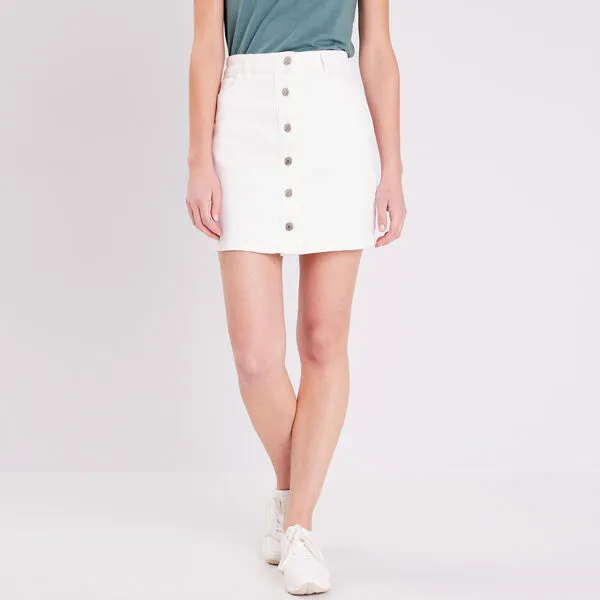 Vib's Jupe Droite Boutonnée Ecru Femme 3 Vib's Jupe Droite Boutonnée Ecru Femme
