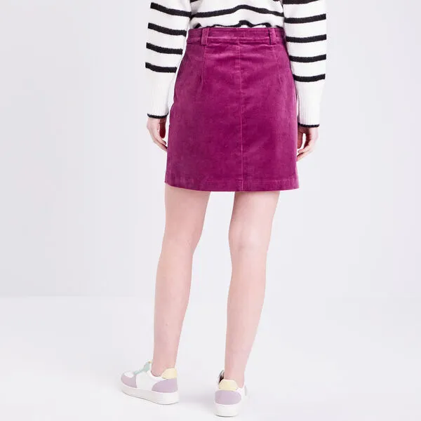 Vib's Jupe Droite Boutonnée Velours Prune Femme 5 Vib's Jupe Droite Boutonnée Velours Prune Femme – Image 3