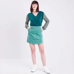 Vib's Jupe Droite Boutonnée Velours Vert Femme 13 Vib's Jupe Droite Boutonnée Velours Vert Femme -Robe Boutique jupe droite boutonnee velours vert femme si 36125392220611485