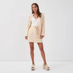 Vib's Jupe Droite Ceinturée Blanc Femme -Robe Boutique jupe droite ceinturee blanc femme si 36125342220353184