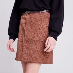 Vib's Jupe Droite Ceinturée Camel Femme
