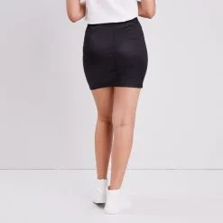 Vib's Jupe Droite Denim Noir Enduit Femme -Robe Boutique jupe droite denim noir enduit femme b 36125372220521769