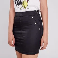 Vib's Jupe Droite Denim Noir Enduit Femme -Robe Boutique jupe droite denim noir enduit femme d1 36125372220521769