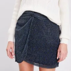 Vib's Jupe Droite Détail Effet Noué Noir Femme -Robe Boutique jupe droite detail effet noue noir femme d1 36125292910463789