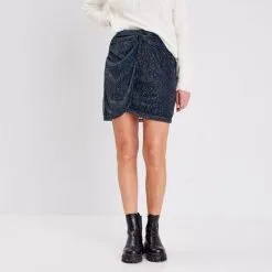 Vib's Jupe Droite Détail Effet Noué Noir Femme