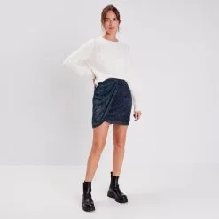 Vib's Jupe Droite Détail Effet Noué Noir Femme -Robe Boutique jupe droite detail effet noue noir femme si 36125292910463789