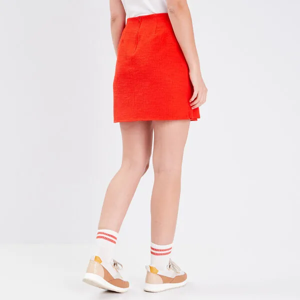 Vib's Jupe Droite Effet Portefeuille Orange Femme 5 Vib's Jupe Droite Effet Portefeuille Orange Femme – Image 3