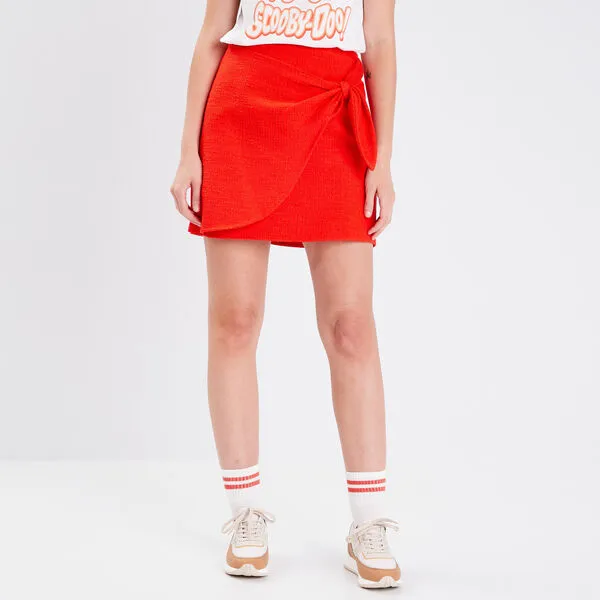 Vib's Jupe Droite Effet Portefeuille Orange Femme 4 Vib's Jupe Droite Effet Portefeuille Orange Femme – Image 2