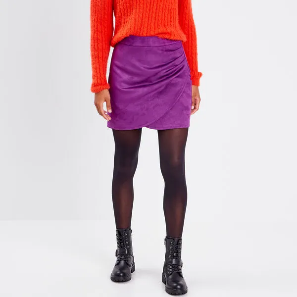 Vib's Jupe Droite Effet Portefeuille Violet Foncé Femme 4 Vib's Jupe Droite Effet Portefeuille Violet Foncé Femme – Image 2