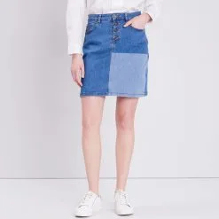 Vib's Jupe Droite En Jean Denim Used Femme -Robe Boutique jupe droite en jean denim used femme fp 36125282910500243