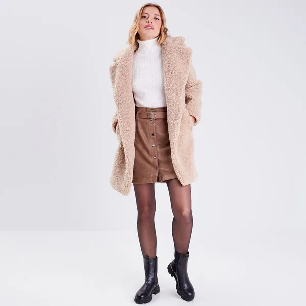 Vib's Jupe Droite Suédine Taupe Femme 8 Vib's Jupe Droite Suédine Taupe Femme – Image 6