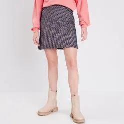 Vib's Jupe Droite Taille Haute Bleu Marine Femme