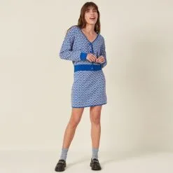Vib's Jupe Droite Tricotée Bleu Femme -Robe Boutique jupe droite tricotee bleu femme si 36125212910824115