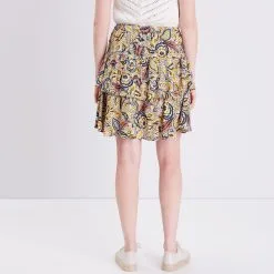 Vib's Jupe Droite Volantée Jaune Femme -Robe Boutique jupe droite volantee jaune femme b 36125282910523747