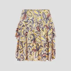 Vib's Jupe Droite Volantée Jaune Femme -Robe Boutique jupe droite volantee jaune femme fg 36125282910523747