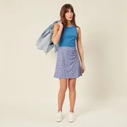 Vib's Jupe évasée Fluide Bleu Femme -Robe Boutique jupe evasee fluide bleu femme si 36125212910743962