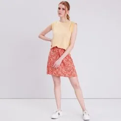Vib's Jupe évasée Fluide Orange Foncé Femme