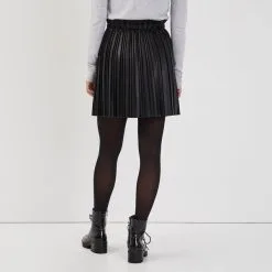 Vib's Jupe évasée Plissée Noir Femme -Robe Boutique jupe evasee plissee noir femme b 36125352250281001