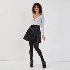 Vib's Jupe évasée Plissée Noir Femme -Robe Boutique jupe evasee plissee noir femme si 36125352250281001