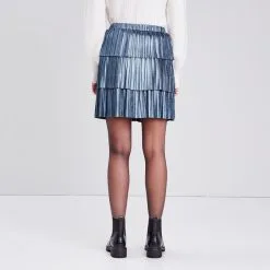 Vib's Jupe évasée Volantée Gris Clair Femme -Robe Boutique jupe evasee volantee gris clair femme b 36125372250793871