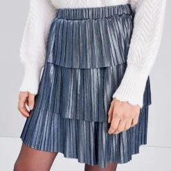 Vib's Jupe évasée Volantée Gris Clair Femme -Robe Boutique jupe evasee volantee gris clair femme d1 36125372250793871