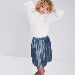 Vib's Jupe évasée Volantée Gris Clair Femme