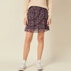 Vib's Jupe évasée Volantée Noir Femme