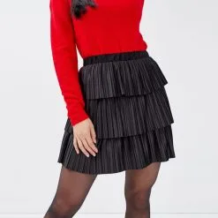 Vib's Jupe évasée Volantée Noir Femme