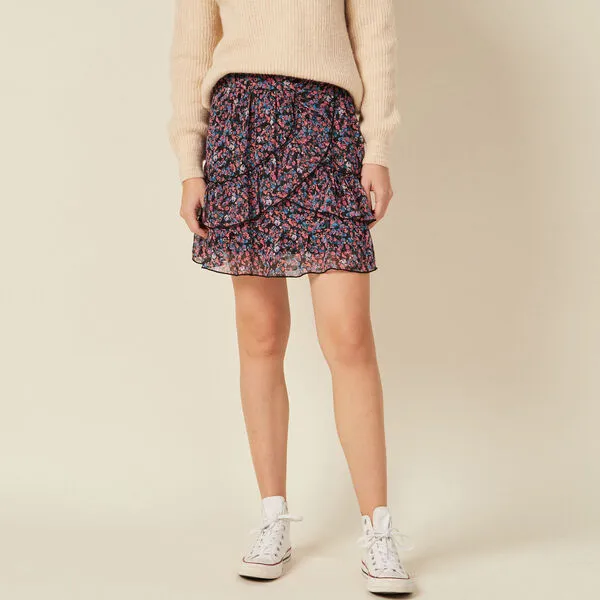 Vib's Jupe évasée Volantée Noir Femme 4 Vib's Jupe évasée Volantée Noir Femme – Image 2