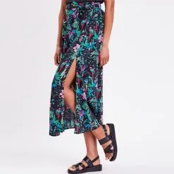 Vib's Jupe Longue à Ceinture Noir Femme