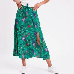 Vib's Jupe Longue à Ceinture Vert Femme