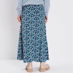 Vib's Jupe Longue Droite Boutonnée Bleu Canard Femme -Robe Boutique jupe longue droite boutonnee bleu canard femme b 36125212920093898