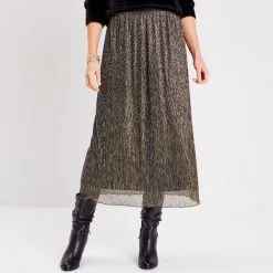 Vib's Jupe Longue Droite Couleur Or Femme