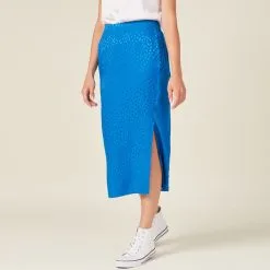 Vib's Jupe Longue Droite Fendue Bleu Electrique Femme