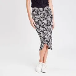 Vib's Jupe Longue Droite Noir Femme