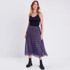 Vib's Jupe Longue évasée Fluide Mauve Femme -Robe Boutique jupe longue evasee fluide mauve femme si 36125292920103743