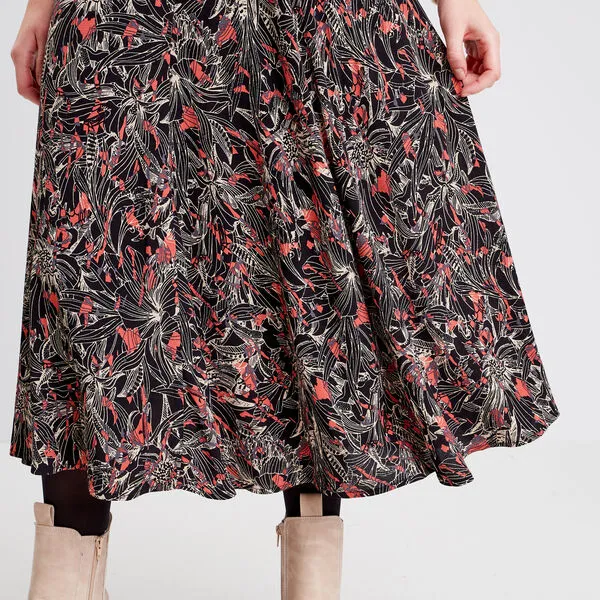 Vib's Jupe Longue évasée Fluide Noir Femme 6 Vib's Jupe Longue évasée Fluide Noir Femme – Image 4